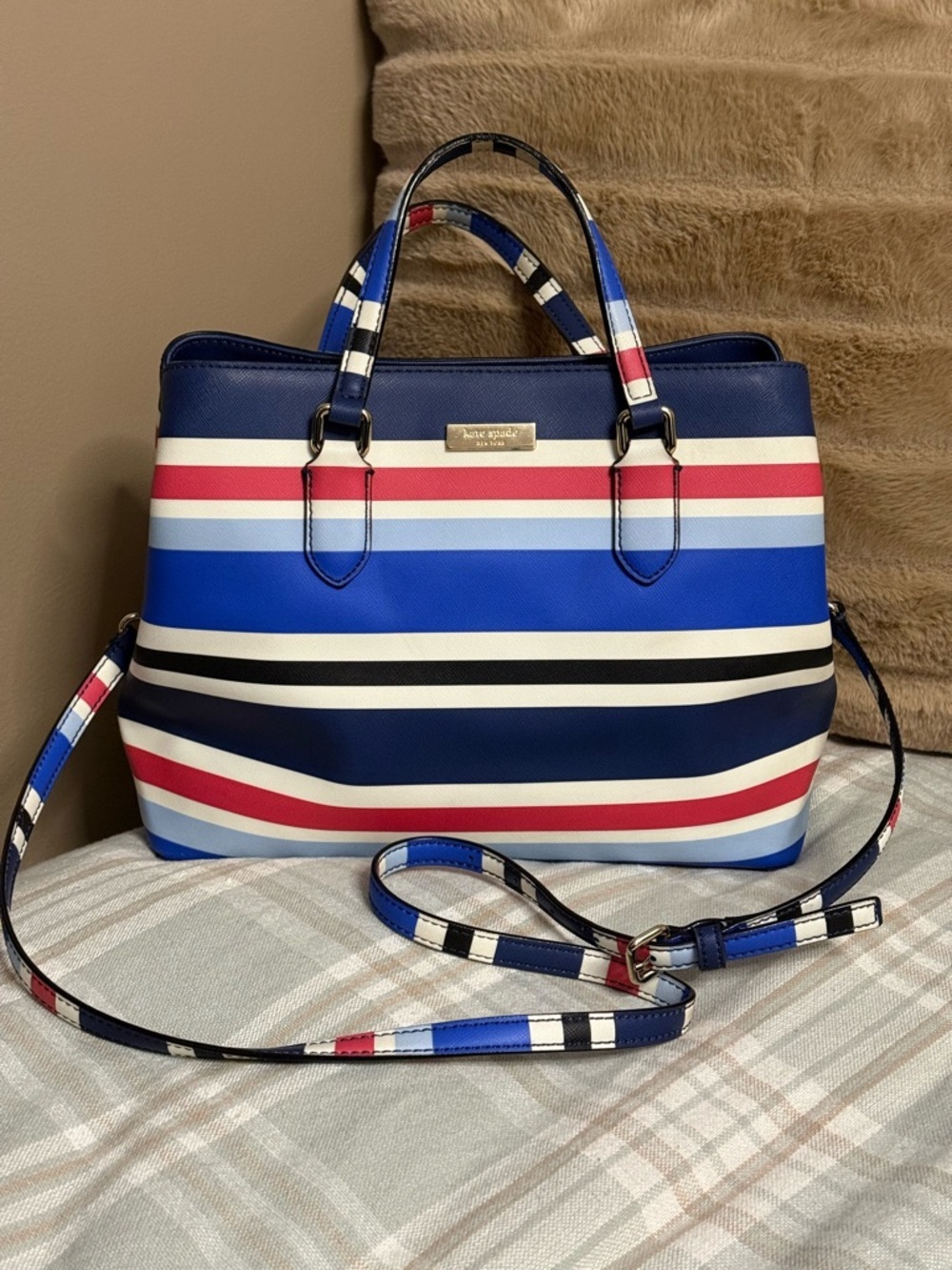⚓️🏝️Kate Spade Laurel Way Evangelie Stripe Satchel - Nautical Cruise✨